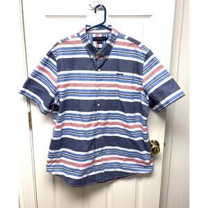 U.S. Polo Assn. Short Sleeve Button Down, Red White Blue Stripe, Men's Size XXL